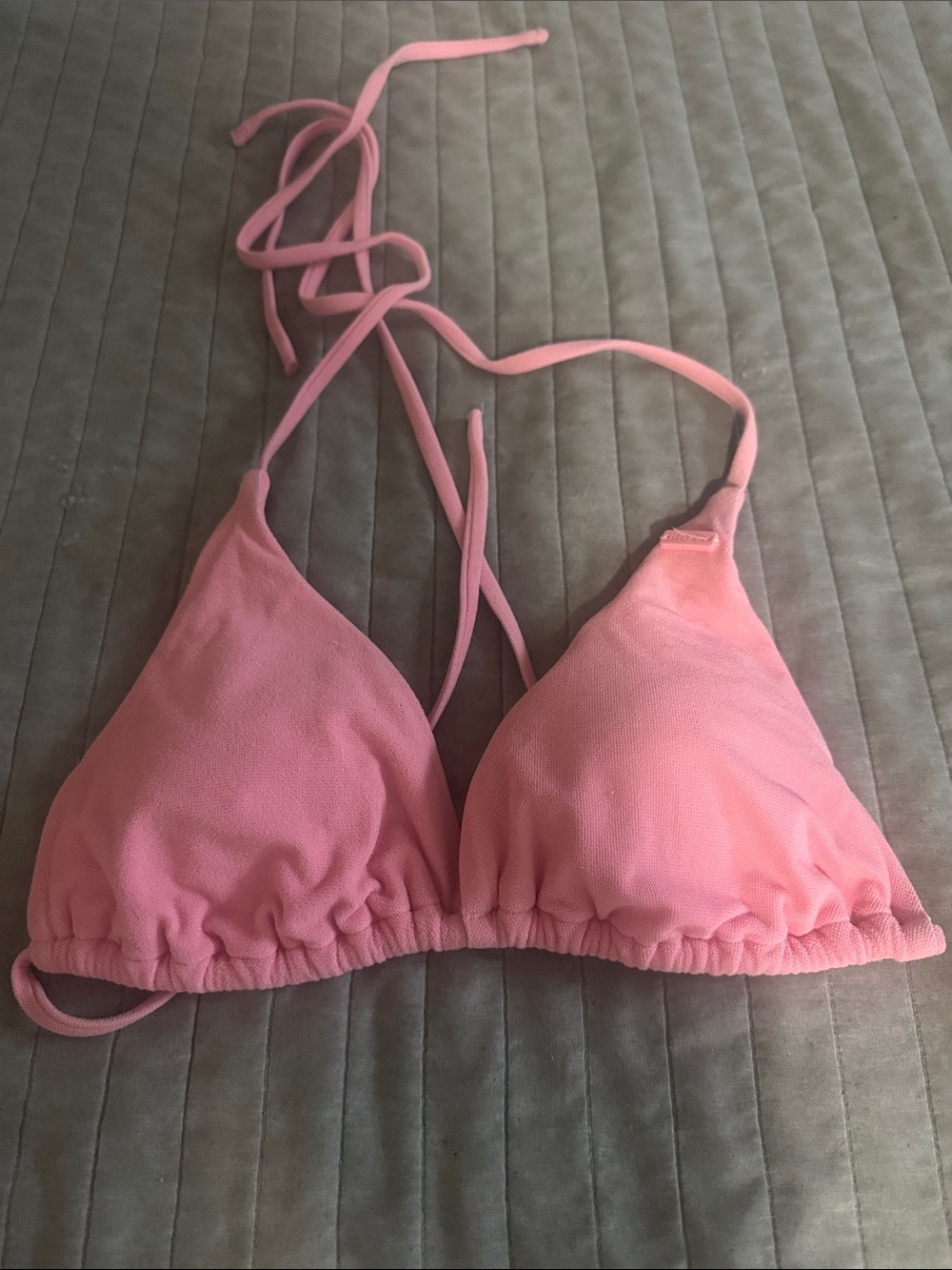 Roxy Pink Triangle Halter Bikini Top